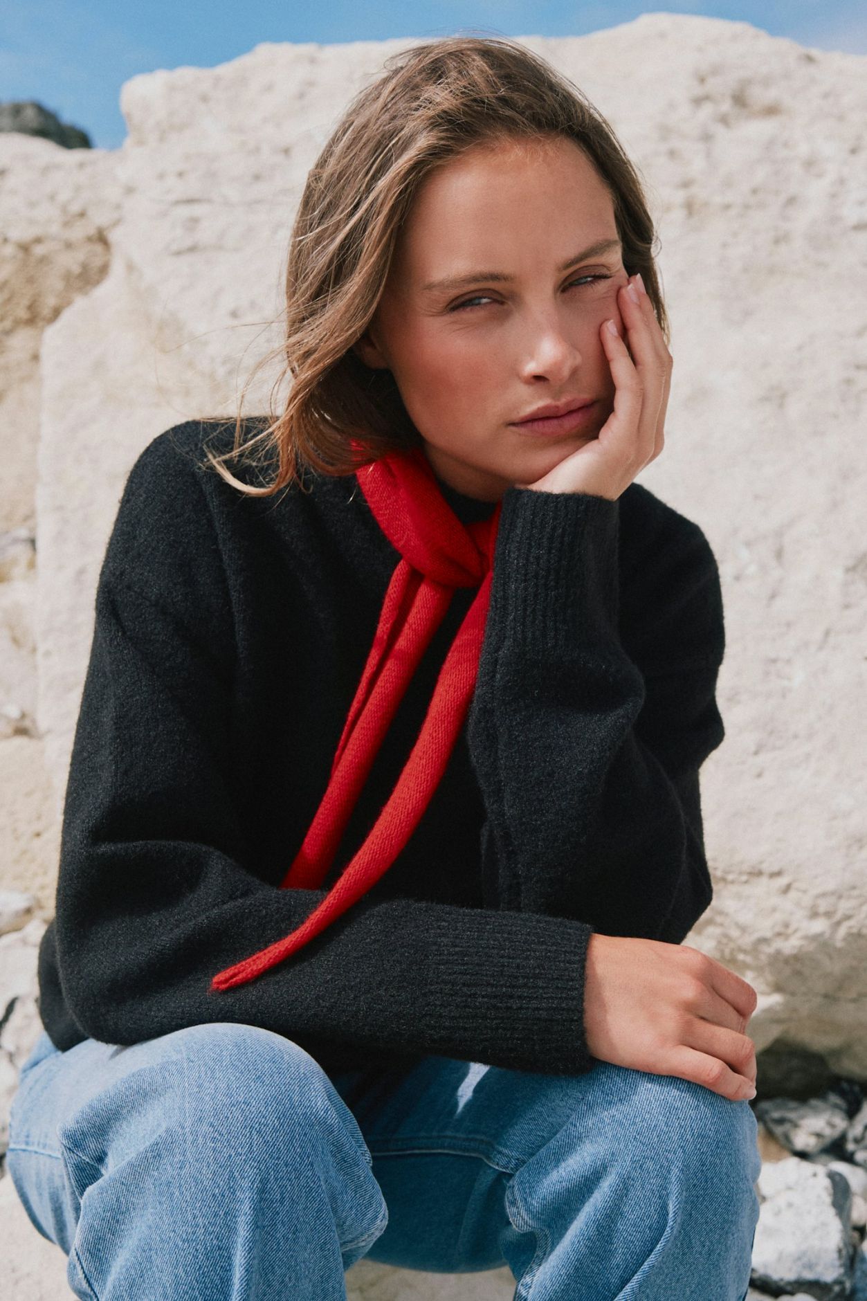 NEO NOIR Misty Knit Scarf Red | Lærke